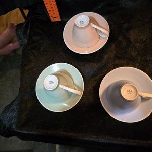 Vintage Rosenthal Bettina Porcelain Cup & Saucer Set Of 3 Pastel Colors